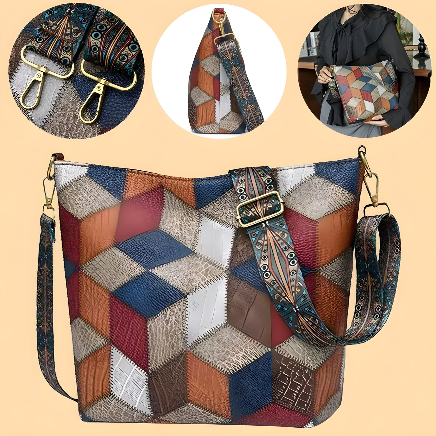 Navelle™ | Sac à main en cuir mosaïque